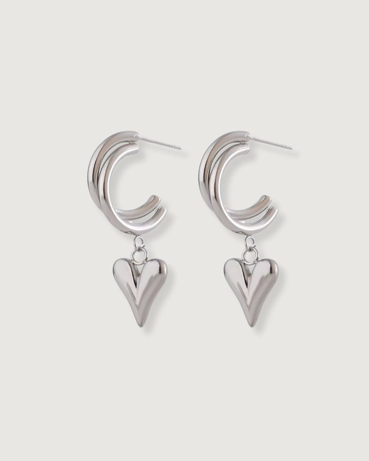 CUPID HEART EARRINGS SILVER - STUDIO JO STORE  