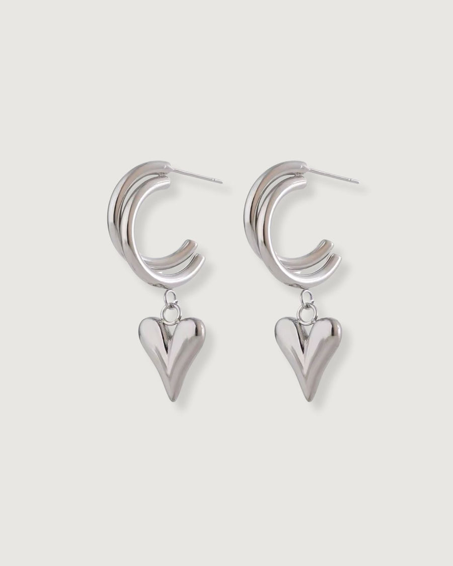 CUPID HEART EARRINGS SILVER - STUDIO JO STORE  