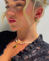 Thumbnail for EMERALD HEART HUGGIE EARRINGS GOLD - STUDIO JO STORE  