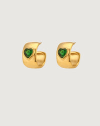 Thumbnail for EMERALD HEART HUGGIE EARRINGS GOLD - STUDIO JO STORE  