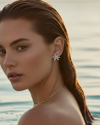 Thumbnail for Flower Burst earrings by Tegan Rae Jewellery in platinum silver, featuring intricate flower design and elegant craftsmanship.