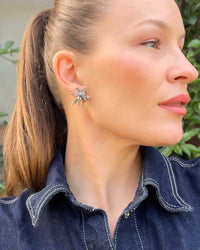 Thumbnail for Flower Burst earrings by Tegan Rae Jewellery in platinum silver with intricate floral design and elegant craftsmanship.