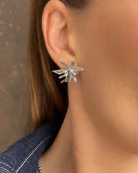 Thumbnail for Flower Burst Earrings by Tegan Rae Jewellery in platinum silver, showcasing intricate floral design and elegant craftsmanship.