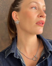 Thumbnail for Flower Burst earrings by Tegan Rae Jewellery in platinum silver with intricate floral design, perfect for elegant accessories.
