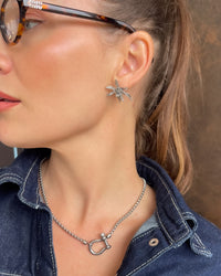 Thumbnail for Flower Burst earrings by Tegan Rae Jewellery in platinum silver, featuring intricate floral design and elegant craftsmanship.