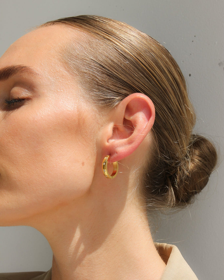 GOLD DIAMOND HOOP EARRINGS - STUDIO JO STORE  