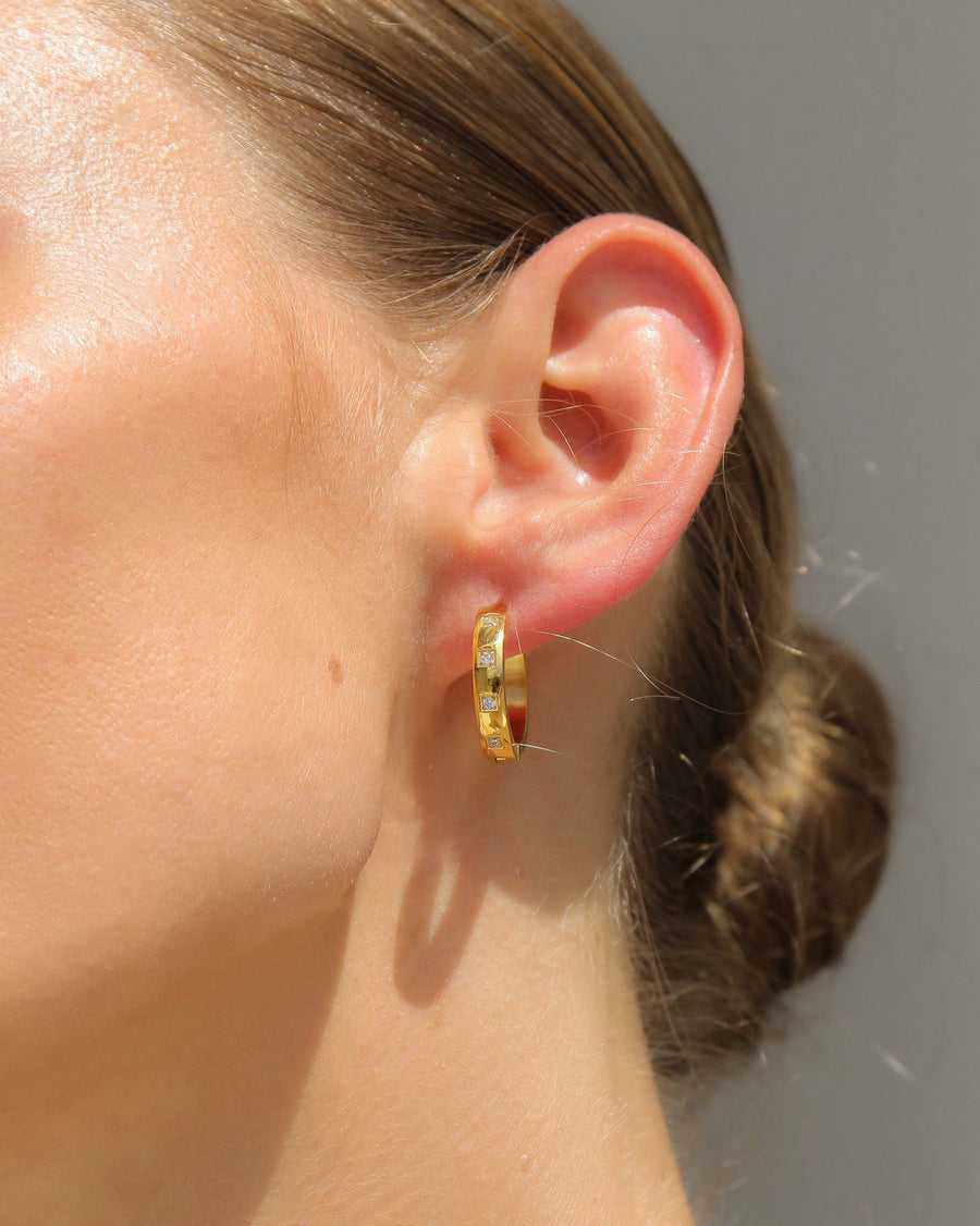 GOLD DIAMOND HOOP EARRINGS - STUDIO JO STORE  