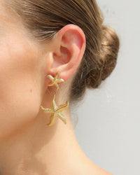 Thumbnail for Gold starfish drop earrings by Tegan Rae Jewellery featuring delicate starfish design and elegant dangle style.