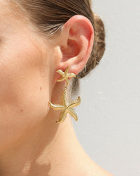 Thumbnail for Gold starfish drop earrings by Tegan Rae Jewellery featuring delicate starfish charms hanging from elegant hooks.