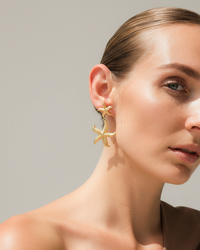 Thumbnail for Gold starfish drop earrings by Tegan Rae Jewellery, featuring elegant marine-inspired design and shiny gold finish.