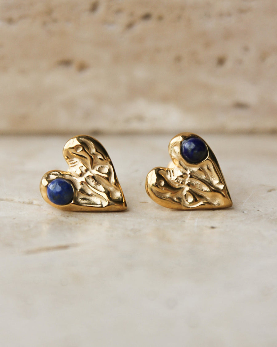GOLD TEXTURED HEART STUD EARRINGS - STUDIO JO STORE  