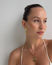 Thumbnail for Gold spiral drop stud earrings by Tegan Rae Jewelry, featuring elegant gold-tone design and a sleek, modern look.