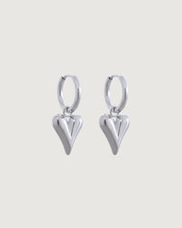 Thumbnail for Silver heart charm hoop earrings by Tegan Rae Jewellery featuring elegant hoop design with delicate heart accents.