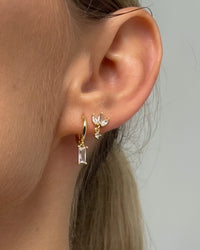 Thumbnail for ISLA BAGUETTE HOOP EARRINGS CLEAR CRYSTAL 18K GOLD PVD PLATED - STUDIO JO STORE  