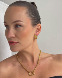 Thumbnail for LIYLAH TEXTURED STUD EARRINGS 18K GOLD - STUDIO JO STORE  