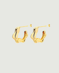 Thumbnail for Lumina Organic Melt Half Hoop Gold Earrings 18k Gold - STUDIO JO STORE  