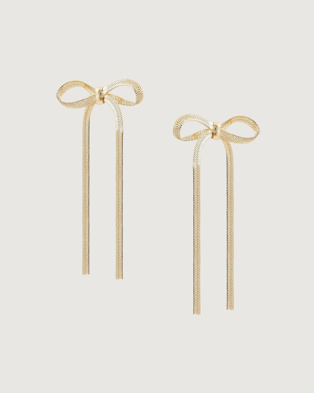 Lune Grande Bow Drop Earrings by Tegan Rae Jewellery in 18k gold, featuring elegant bow design and drop style jewelry.