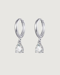 Thumbnail for Pear-Cut Crystal Dangle Hoop Earrings – Silver