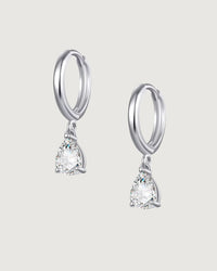 Thumbnail for Pear-Cut Crystal Dangle Hoop Earrings – Silver