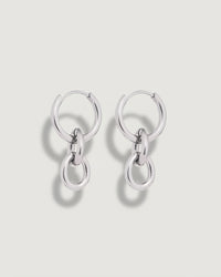 Thumbnail for Tegan Rae Jewellery Peita Hoop Chain Earrings in platinum silver, showcasing sleek hoop design with chain detail.