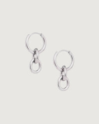 Thumbnail for Tegan Rae Jewellery Peita Hoop Chain Earrings in platinum silver, featuring sleek hoop design with chain accents.