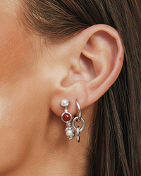 Thumbnail for Tegan Rae Jewellery Peita Hoop Chain Earrings in platinum silver with a sleek hoop and chain design, stylish and elegant for everyday wear.