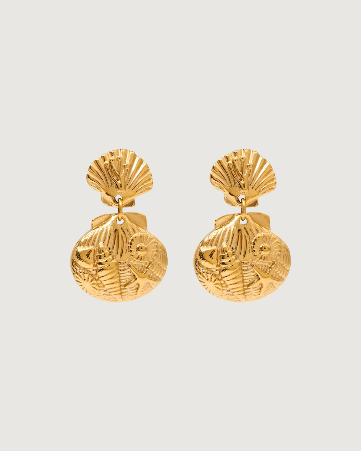 SHELL STARFISH DROP EARRINGS 18K GOLD - STUDIO JO STORE  