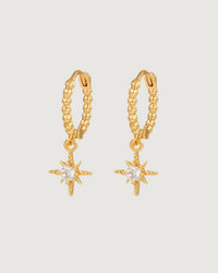 Thumbnail for STAR DROP HUGGIE HOOP EARRINGS 18K GOLD - STUDIO JO STORE  