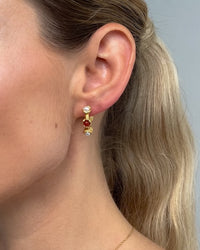 Thumbnail for Textured pearl and stone stud hoop earrings by Tegan Rae Jewellery, crafted in 18k gold PVD, featuring detailed design and mixed textures.