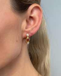 Thumbnail for Textured pearl and stone stud hoop earrings by Tegan Rae Jewellery in 18k gold PVD with a detailed design.