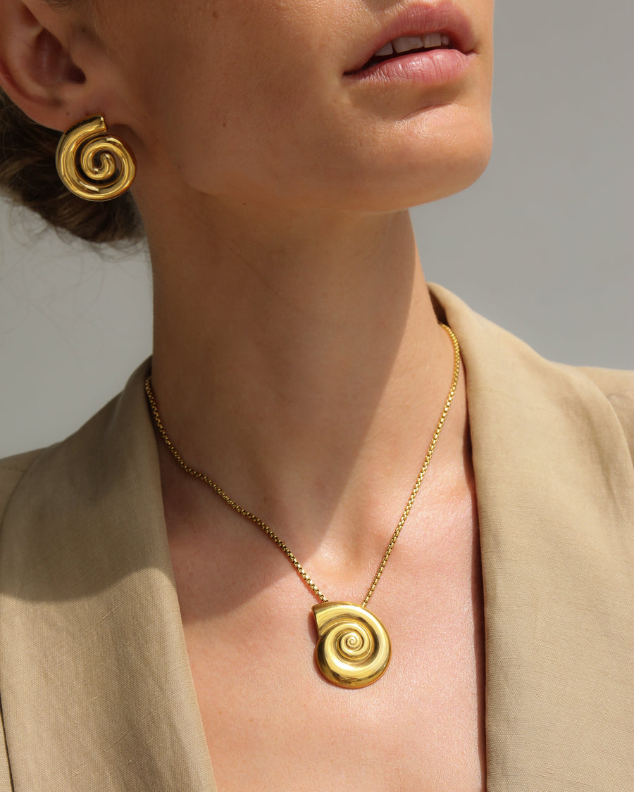 GOLD CONCH SHELL EARRINGS - STUDIO JO STORE  