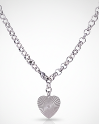 Thumbnail for Silver heart-shaped pendant on a chain against a white background