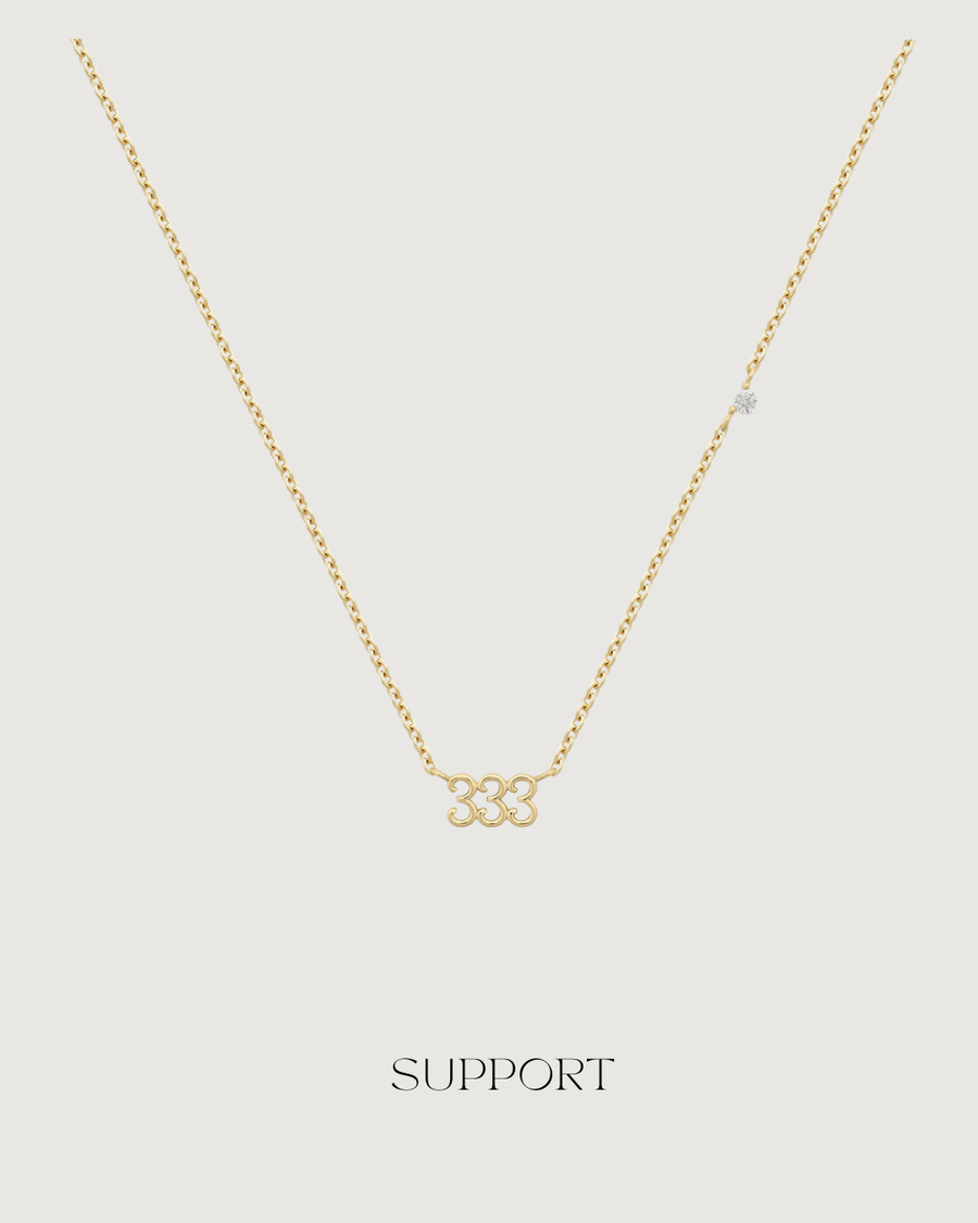 Gold choker necklace with angel number 333 pendant by TEGAN RAE JEWELLERY, 18k gold support, elegant jewelry accessory