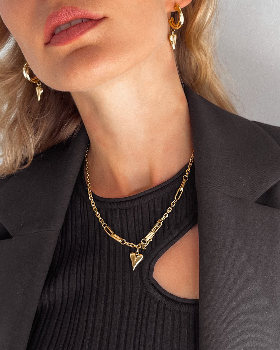 CUPID HEART CHAIN NECKLACE GOLD - STUDIO JO STORE  