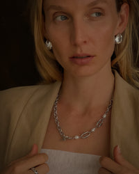 Thumbnail for MARGOT FRESH WATER PEARL CHAIN NECKLACE PLATINUM SILVER - STUDIO JO STORE  