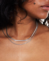 Thumbnail for Silver Solace Fine Snake Chain Necklace by TEGAN RAE JEWELLERY, close-up of sleek, delicate chain on a white background.