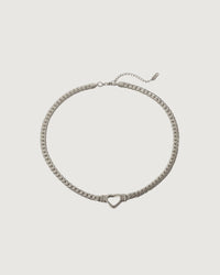 Thumbnail for You Are Mine Hollow Heart Choker Chain Necklace Silver - STUDIO JO STORE  