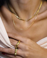 Thumbnail for Tegan Rae Jewellery Solace fine snake chain necklace in 18k gold, showcasing a sleek and elegant jewelry piece.