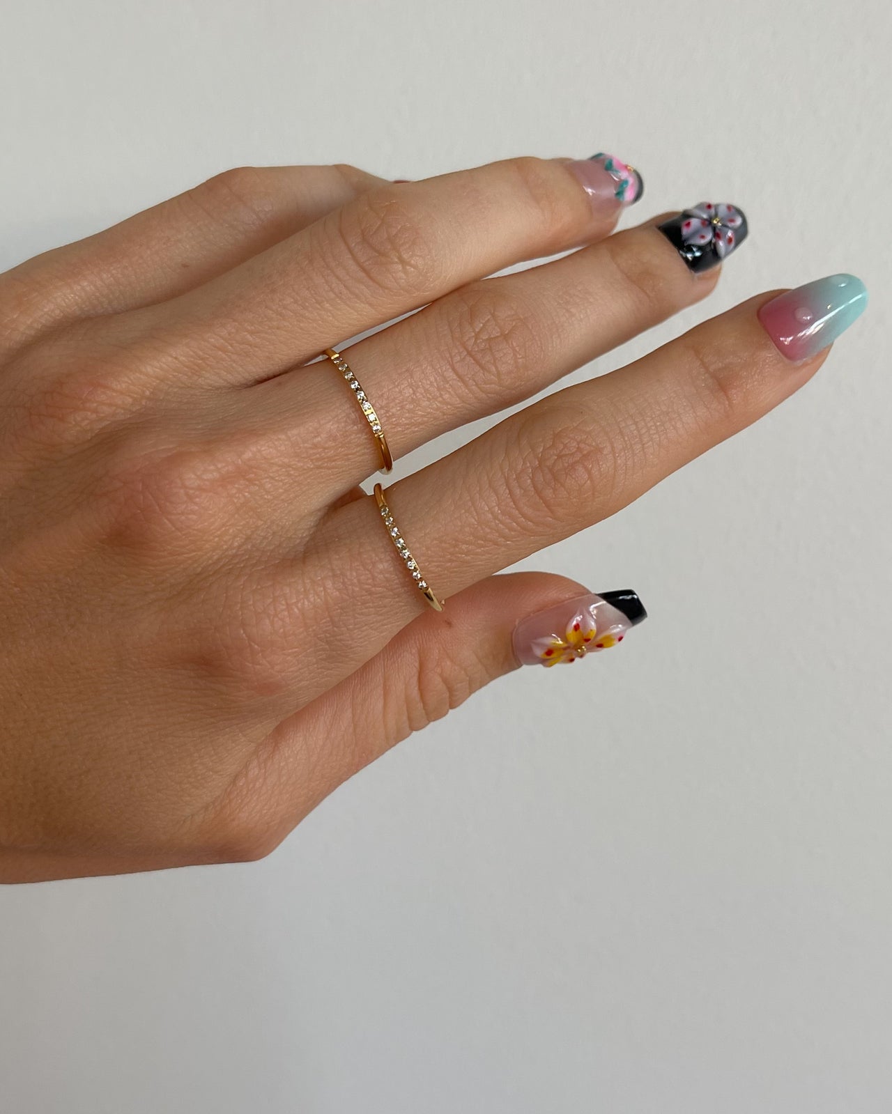 Minimalist stacking zirconia ring by Tegan Rae Jewellery in 18k gold PVD, showcasing a sleek elegant design.