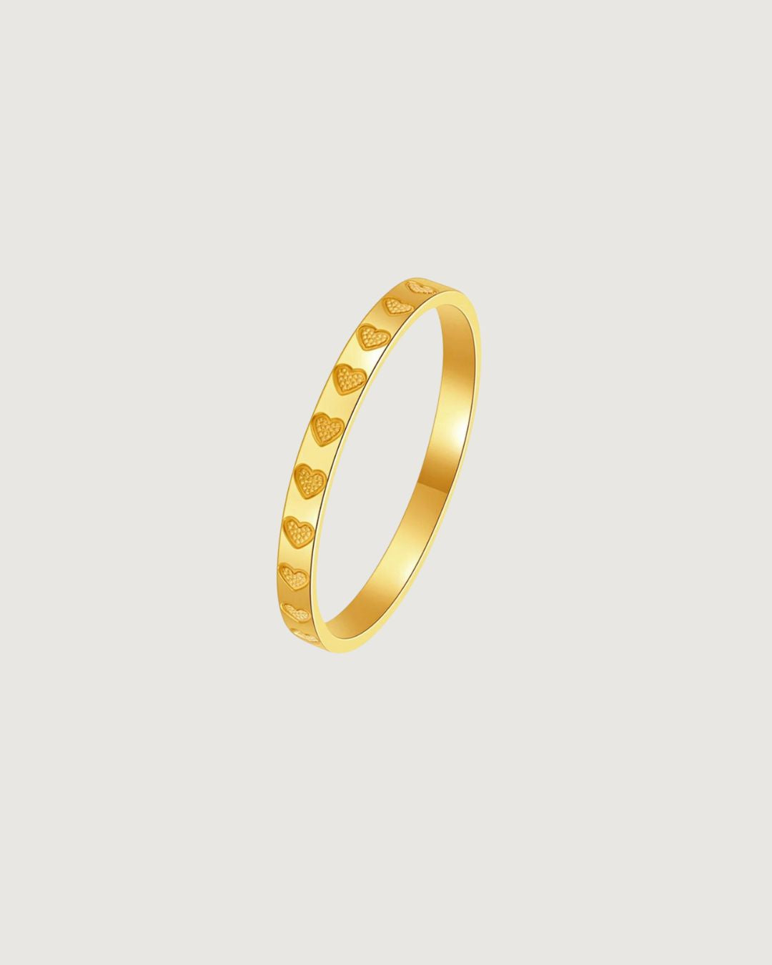 Embedded Hearts Stacking Ring  18k Gold Pvd