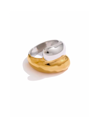 Thumbnail for Aurora Two-Tone Dome Ring by Tegan Rae Jewelry featuring platinum silver and gold in a stylish, polished ring design.
