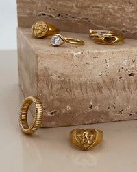 Thumbnail for CUPID ANGEL HEART SIGNET RING 18K GOLD PVD PLATED - STUDIO JO STORE  