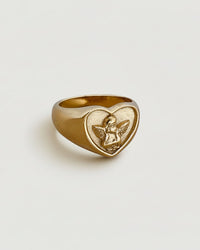 Thumbnail for CUPID ANGEL HEART SIGNET RING 18K GOLD PVD PLATED - STUDIO JO STORE  