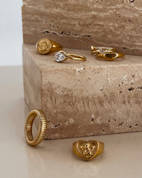Thumbnail for CUPID ANGEL ROUND SIGNET RING 18K GOLD PLATED - STUDIO JO STORE  