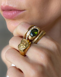 Thumbnail for Emerald Green Vintage Ring 18k Gold Pvd