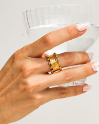 Thumbnail for Tegan Rae Jewellery Izaha textured gold ring with 18k gold PVD finish, showcasing a stylish, detailed design.