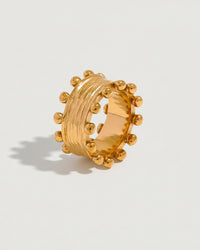 Thumbnail for Tegan Rae Jewellery Izaha textured ring in 18k gold PVD with a unique textured design for stylish elegance.