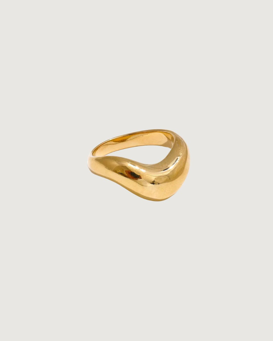 Gold Luna Curve Band Statement Ring by Tegan Rae Jewellery featuring a bold, curved design on a sleek gold ring.