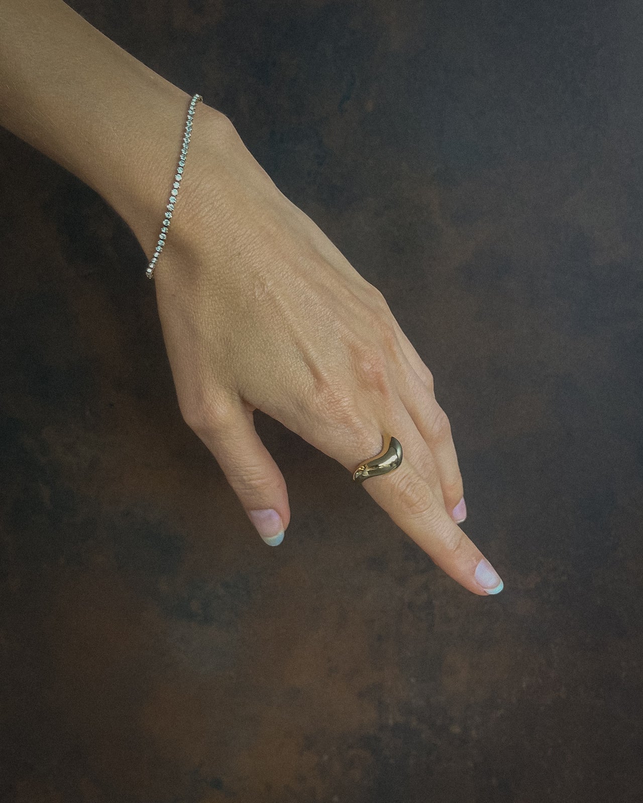 Gold Luna Curve Band Statement Ring by Tegan Rae Jewellery, featuring a bold, curved design on a sleek gold band.