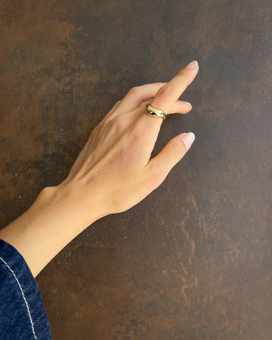 Gold Luna Curve Band Statement Ring by Tegan Rae Jewelry, featuring a bold, curved design with a sleek finish.